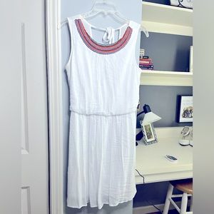 BCX white dress with beaded neckline